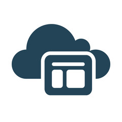 Web based software. Cloud Computing Icon. Simple glyph style. Perfect symmetrical. 