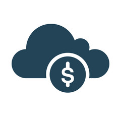 Financial technology. Cryptogram. Cloud Computing Icon. Simple glyph style. Perfect symmetrical. 