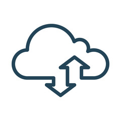 Download and Upload on the cloud service. Syncing icon. Cloud Computing Icon. Simple glyph style. Perfect symmetrical.