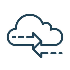 Syncing data on the cloud service. Cloud Computing Icon. Simple glyph style. Perfect symmetrical.