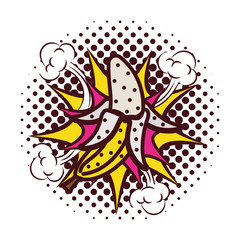 fresh fruit banana with splash pop art style