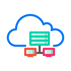 Cloud data service. Storage on cloud. Cloud Computing Icon. Simple glyph style. Perfect symmetrical.