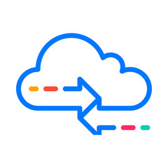 Syncing data on the cloud service. Cloud Computing Icon. Simple glyph style. Perfect symmetrical.