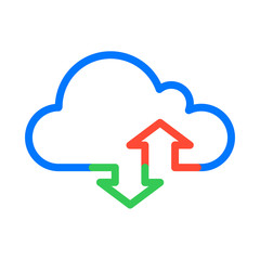 Download and Upload on the cloud service. Syncing icon. Cloud Computing Icon. Simple glyph style. Perfect symmetrical.