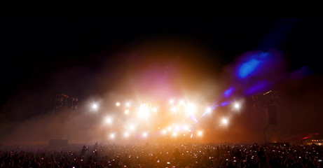 Party Concert. Entertainment Concert People Joyful and Applauding . Celebration party festival happiness. Social online event. Concert Show with DJ Music festival EDM on Stage City Party