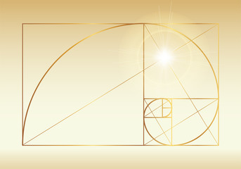 Gold Fibonacci or Golden Ratio Background Illustration