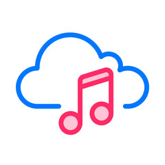 Cloud music. Cloud Computing Icon. Simple glyph style. Perfect symmetrical.