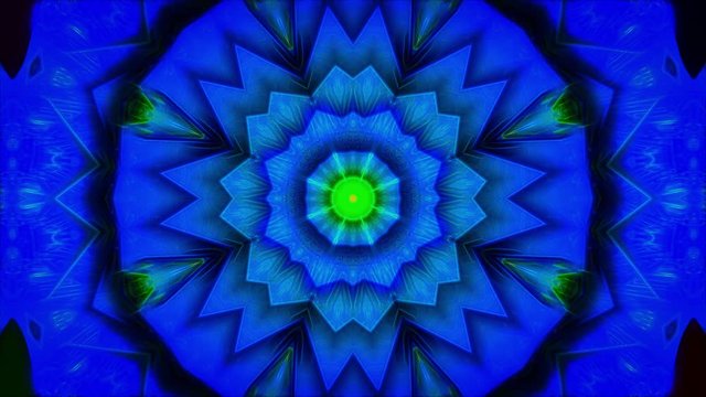 Icey psychedelic mandala abstract kaleidoscope background, looped animation.
