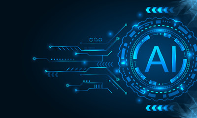 Artificial Intelligence with HUD Elements. AI and Machine Learning Concept