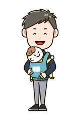 赤ちゃんと男性　ポーズ　イラスト