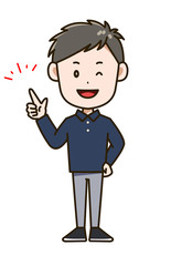 指差しする男性　ポーズ　イラスト