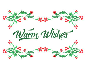 Bright green leafy floral frame, for decor greeting card warm wishes. Vector