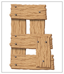 Isolated vector wooden letter on a white background.