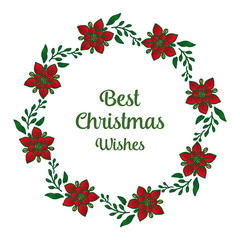 Handwritten modern of best christmas wishes, with design pattern of red wreath frame. Vector