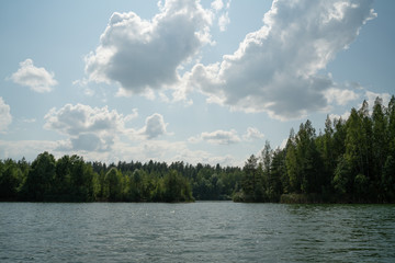 Sunny summer day on lake