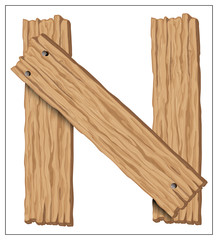 Isolated vector wooden letter on a white background.