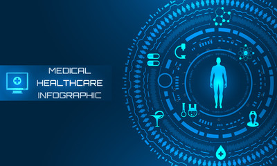 Obraz premium HUD Interface Virtual Future System Health Care. Science Background