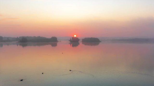 Pogoria Lake by Golden Hour (4k UHD time lapse zom out shot)