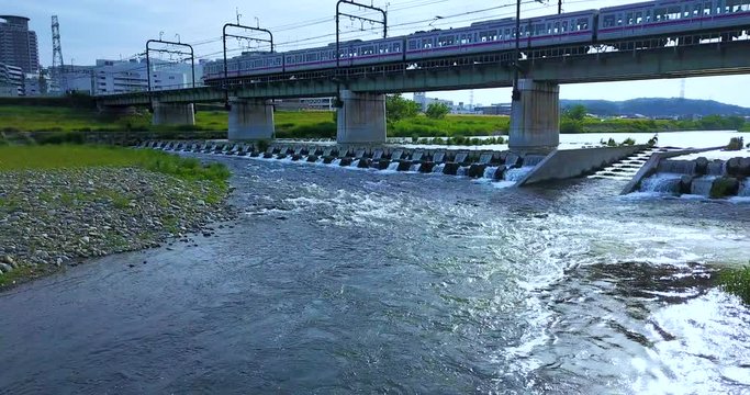 Japan,Japanese,Tokyo,Tama,Sekido,Seisekisakuragaoka,Fuchu,river,drone,sky,bridge,Yotsuya,nature,landscape,town,Train