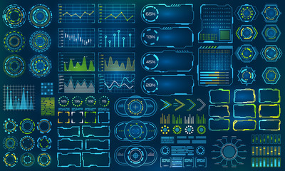 Set Element for Futuristic Design. Interactive Interface Control Panels © -=MadDog=-