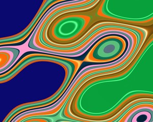 Green orange blue cell shapes, abstract background with circles