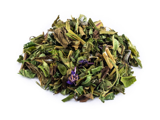 Dried leaves and flowers of Chamaenerion white background