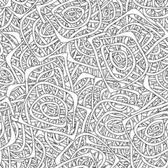 Seamless black and white grunge background. Abstract repeating texture of elements. Template to create your own design and print. Chaotic retro backdrop