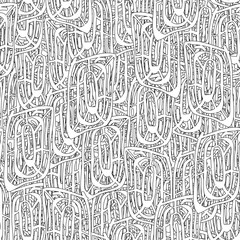 Seamless black and white grunge background. Abstract repeating texture of elements. Template to create your own design and print. Chaotic retro backdrop