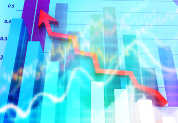 Digital graph chart of stock market and exchange. 3d illustration.