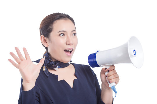 LWTWL0004923 Woman Uses Loudspeaker