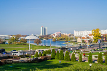 Landscape in the city of Minsk Nemiga Trinity Suburb.