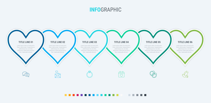 Vector infographics - valentines day, mothers day, wedding, love and romantic events. Cold palette.