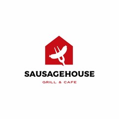 sausage house home restaurant cafe logo vector icon illustration