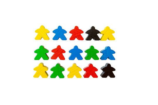 colorful meeples  isolated on white background.