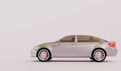 3D car on red background