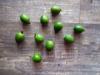 juicy fresh fruits of feijoa lie on the table