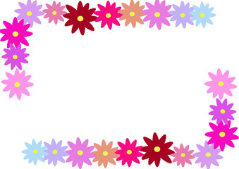 The floral frame. Colorful flowers with a yellow center. Frame. Illustrations. Vector.