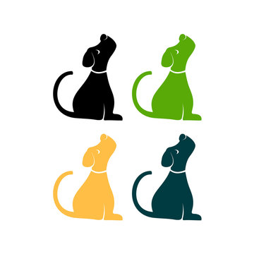 Vector silhouette of dog set on white background