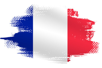 Malowana flaga Francji na białym tle - obrazy, fototapety, plakaty