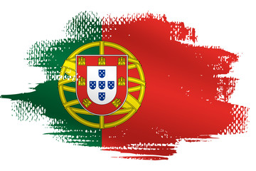 Malowana flaga Portugalii na białym tle © Edwardkarczmarski