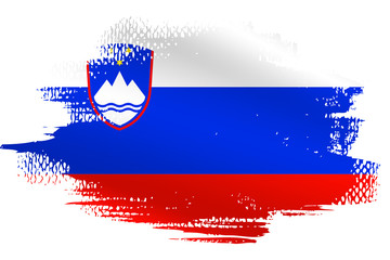 Malowana flaga Słoweni na białym tle © Edwardkarczmarski