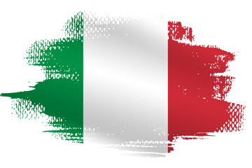 Malowana flaga Włoch na białym tle