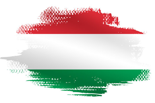 Malowana flaga Węgier na białym tle