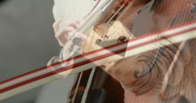 violinist playing - closeup of her hands