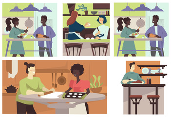 Home kitchen and cooking classes, baking and cook dish