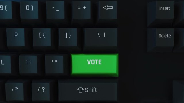 Pushing Vote Computer Key, Call For Action, Civic Duty, Citizen Right, Elections. Computer Keyboard Concept