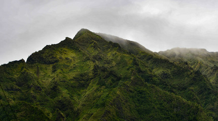 Obraz na płótnie Canvas Cloudy Hawaiian Mountain Top