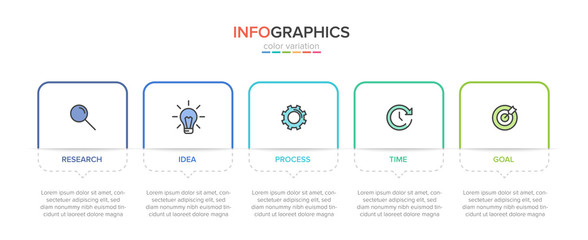 Infographic design with icons and 5 options or steps. Thin line vector. Infographics business concept. Can be used for info graphics, flow charts, presentations, web sites, banners, printed materials.