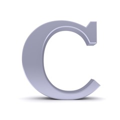 C letter silver 3d sign