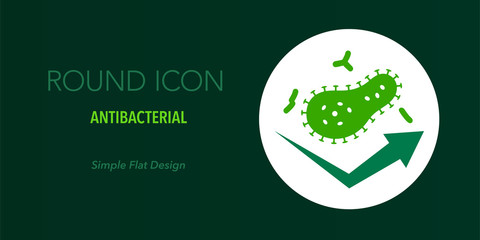 Antibacterial round icon. Simple flat design.